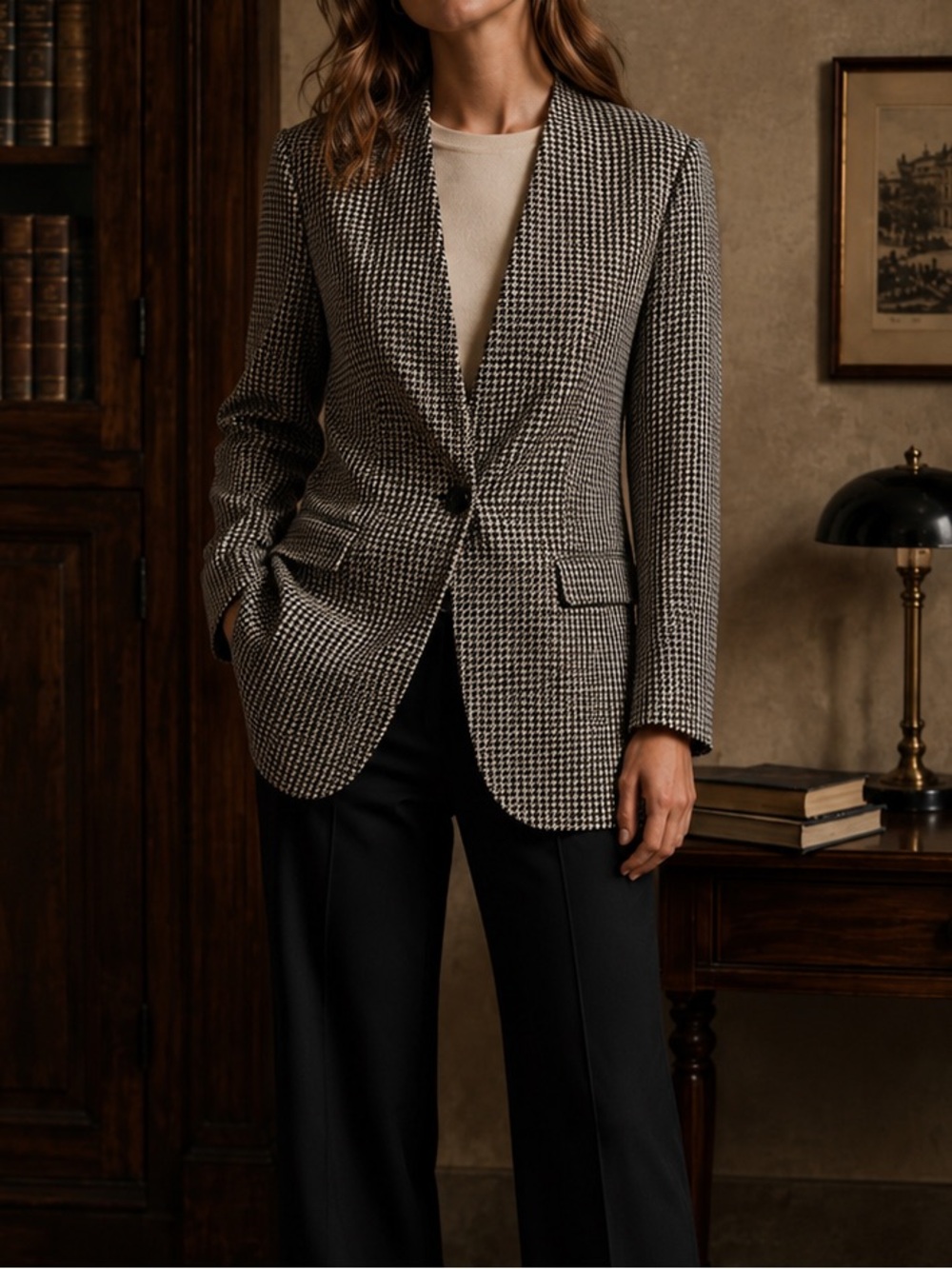 Vintage Pendleton Virgin Wool Herringbone Business Career Button Front Blazer